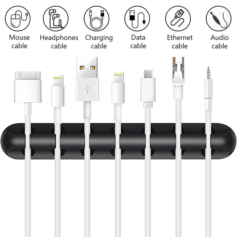 Multifunctional Silicone Cable Organizer Clips – Desktop Cable Management Winder for Home and Office
