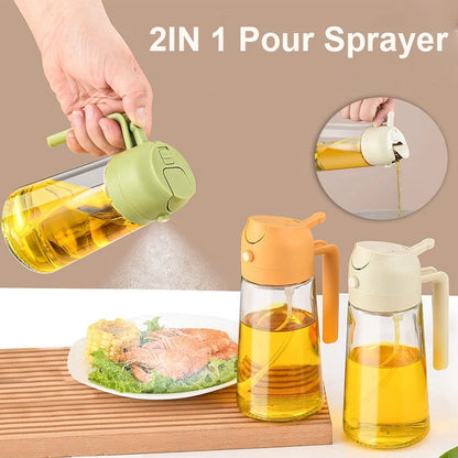 500ml Dual-Purpose Oil Spray Bottle – Leak-Proof Olive Oil Sprayer for Cooking, Baking, BBQ, and Air Fryer Use