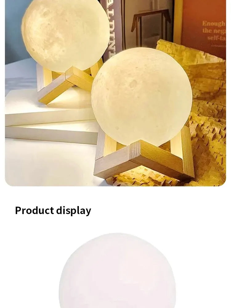 LED Galaxy Moon Lamp Night Light - DIY Moon Globe for Bedroom Décor & Gifts (Warm Light