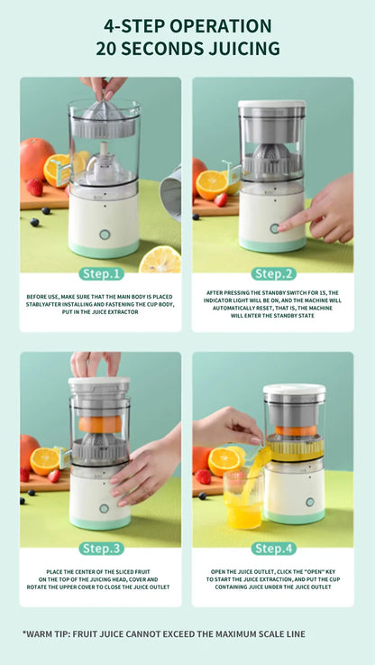 Extractor Fully Automatic Fruit Juicer – Portable USB Juicing Machine with Residue Separation for Fresh, Healthy Juice