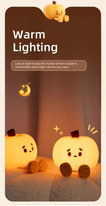 Halloween Pumpkin Night Light - Cute Soft Silicone Safe Lamp with Timing and Dimmable Features for Bedside Decor and Halloween Gifts