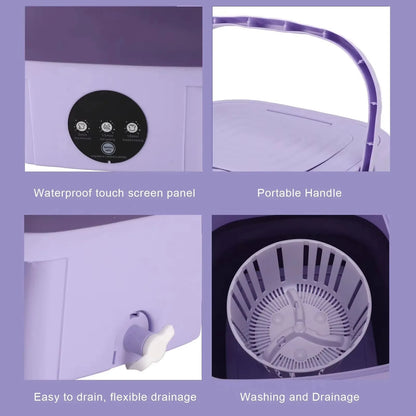 8L Mini Folding Washing Machine – Portable Laundry Washer with Automatic Modes & Drain Basket | Compact & Travel-Friendly