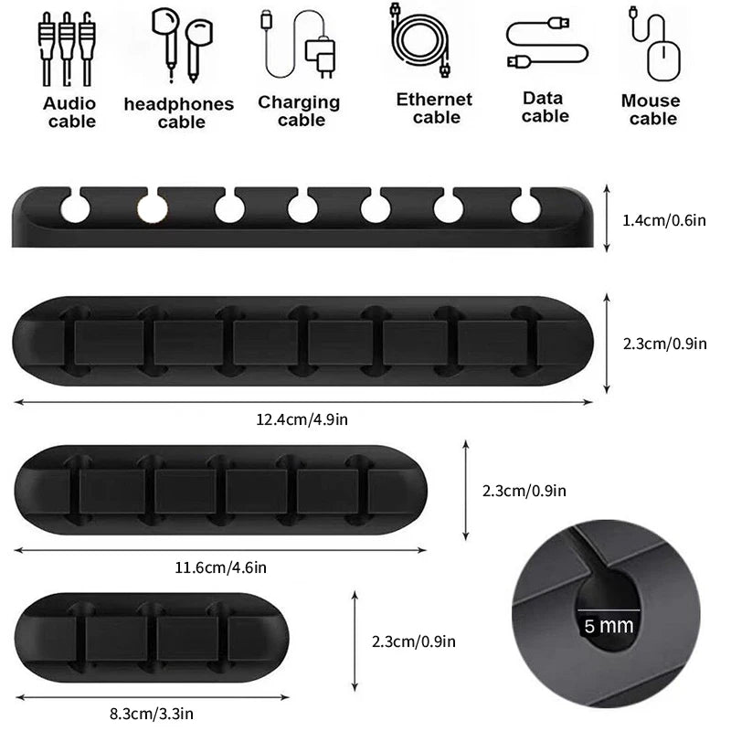 Multifunctional Silicone Cable Organizer Clips – Desktop Cable Management Winder for Home and Office