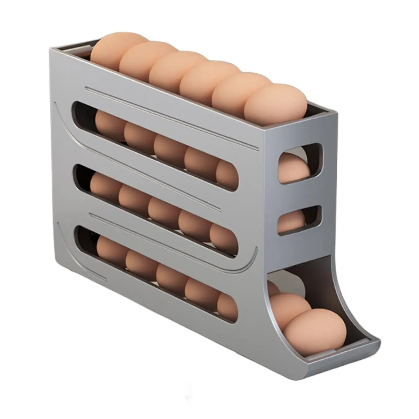 4-Tier Rolling Egg Holder Dispenser – Automatic Scrolling Egg Storage Box for Kitchen