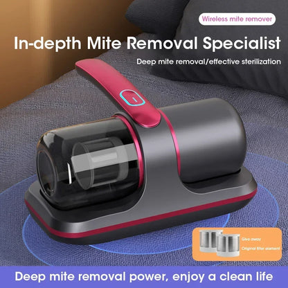 Wireless Mattress Vacuum Mite Remover - Cordless Handheld Cleaner with 12KPa Powerful Suction for Bed, Pillows, Clothes, and Sofa