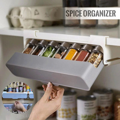 Self-Adhesive Kitchen Spice Rack – Wall-Mounted & Under-Shelf Seasoning Organizer for Storage and Spice Jars