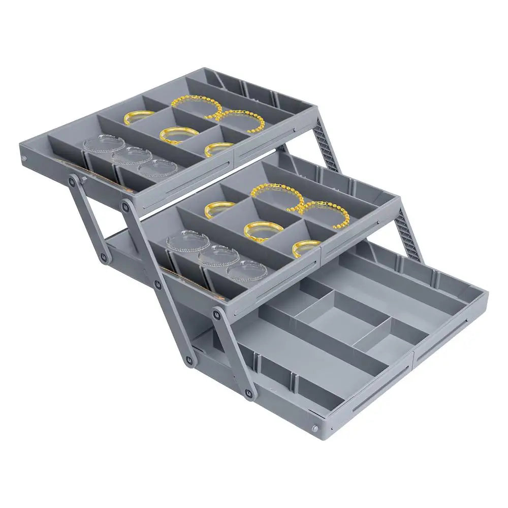 2/3-Tier Adjustable Drawer Organizer Tray – Expandable Jewelry, Makeup, and Desk Storage Box for Home Organization