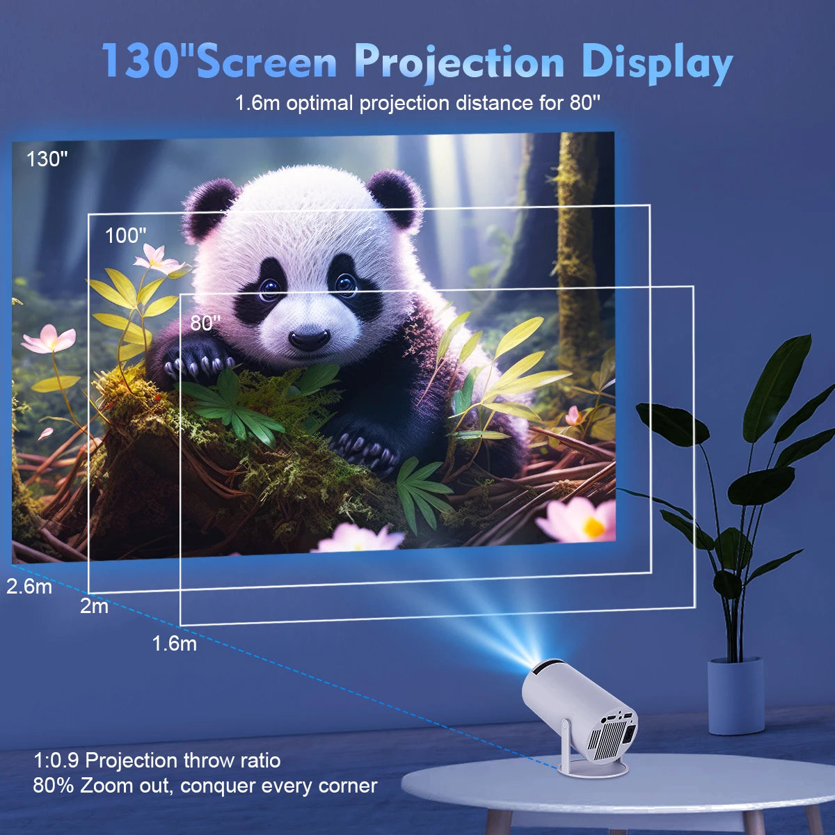 Magcubic 4K WiFi 6 Projector - Android 11, 260 ANSI, Dual WiFi, BT 5.0, 1280x720P Home & Outdoor Cinema - HY300 Pro