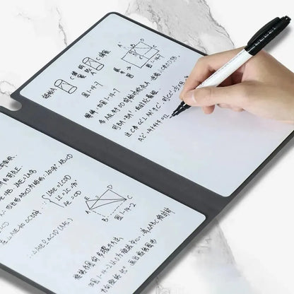 Reusable Whiteboard Notebook Set – A5 Dry Erase Planner with Pen, Erasing Cloth, and Leather Memo Pad