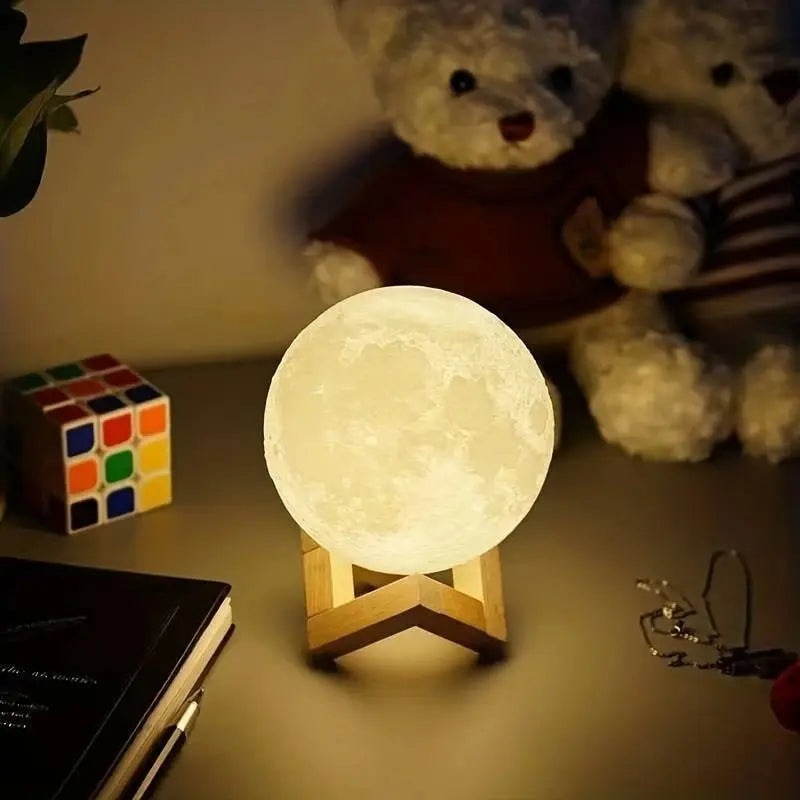 LED Galaxy Moon Lamp Night Light - DIY Moon Globe for Bedroom Décor & Gifts (Warm Light