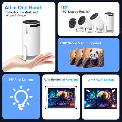 Magcubic 4K WiFi 6 Projector - Android 11, 260 ANSI, Dual WiFi, BT 5.0, 1280x720P Home & Outdoor Cinema - HY300 Pro