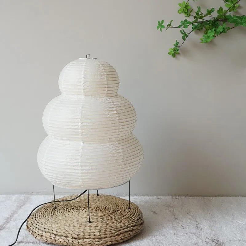 Japanese Wabi-Sabi White Rice Paper Table Lamp - Tripod Floor Lamp for Bedroom, Living Room, Study, Loft Decor