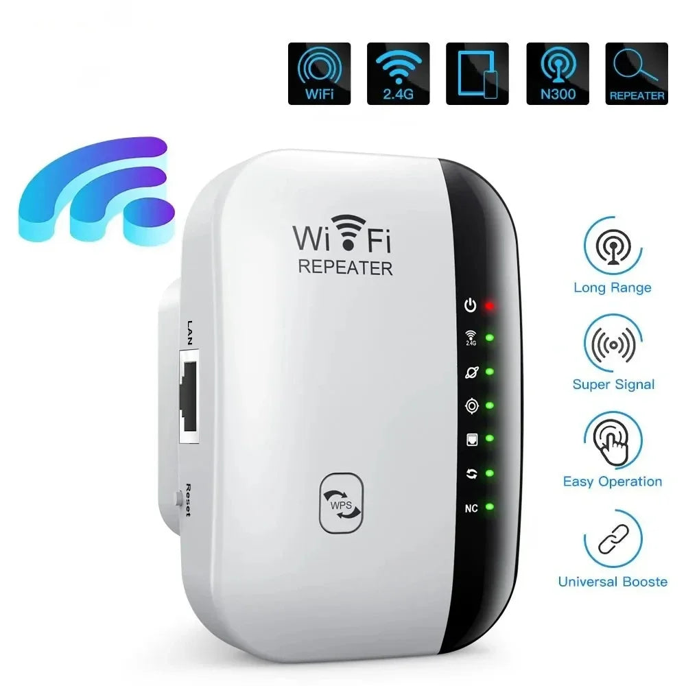 300Mbps Wireless WiFi Repeater 2.4G Range Extender – Signal Amplifier Router with AP/Repeater Mode, Network Card Adapter for PC