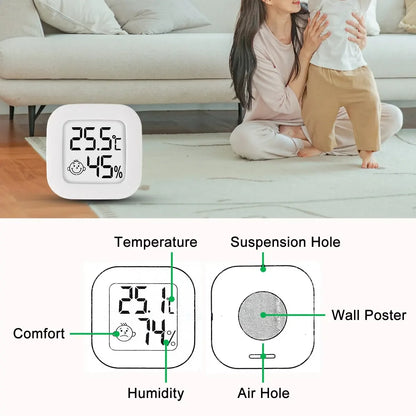 LCD Digital Thermometer Hygrometer - Indoor Temperature and Humidity Sensor Gauge for Home Weather Monitoring