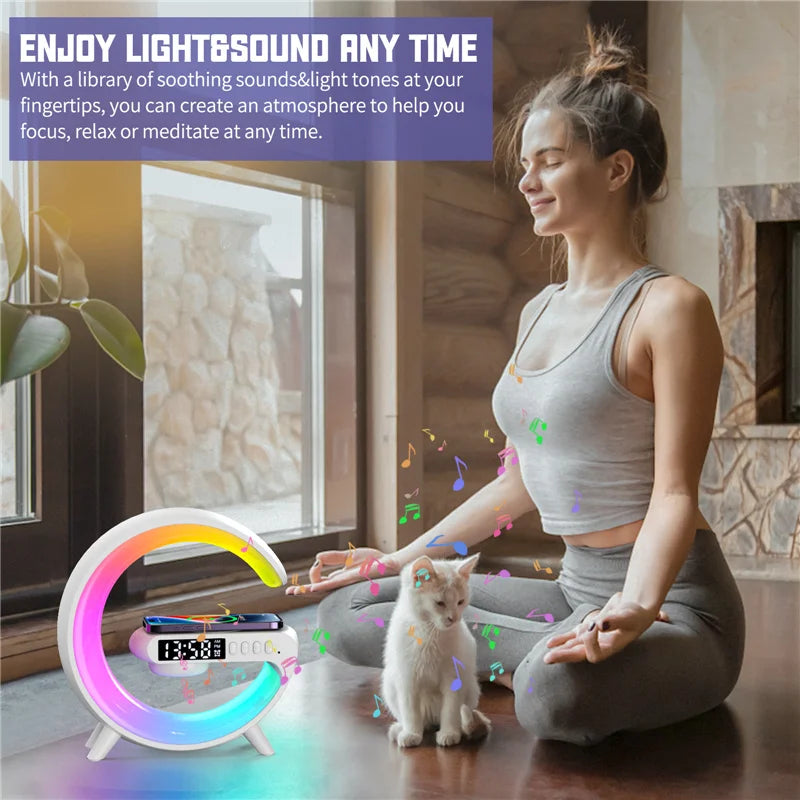 Bluetooth Speaker Wireless Charger Pad Stand - RGB Night Light & Fast Charging Dock