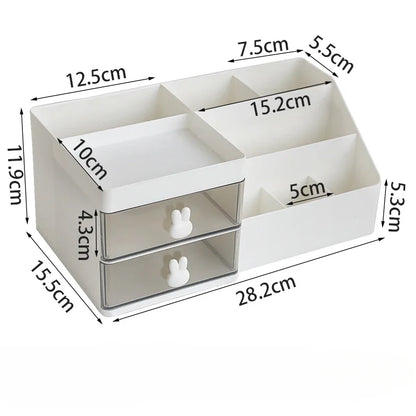 Transparent Desktop Organizer with Drawers – Multi-Functional Storage Box for Office Supplies, Cosmetics, and Stationery