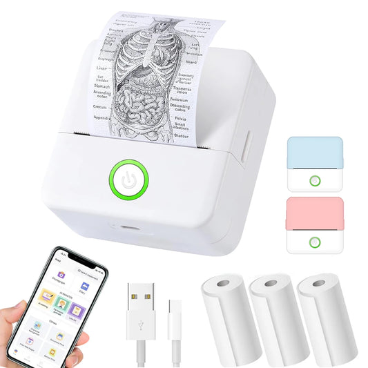 Mini Printer - Inkless Sticker Maker & Portable Thermal Printer for Photo Journals, Notes, and Memo (Bluetooth)