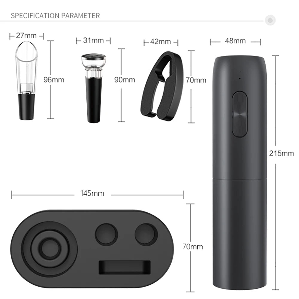 Electric Wine Bottle Opener – Automatic Corkscrew with Charging Base | Battery-Powered Wine Tool for Effortless Bottle Opening
