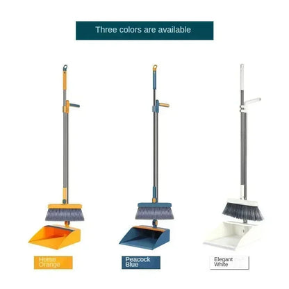 Rotary Long-Rod Broom and Dustpan Set – Non-Stick Hair Multi-Function Cleaning Kit for Household Use