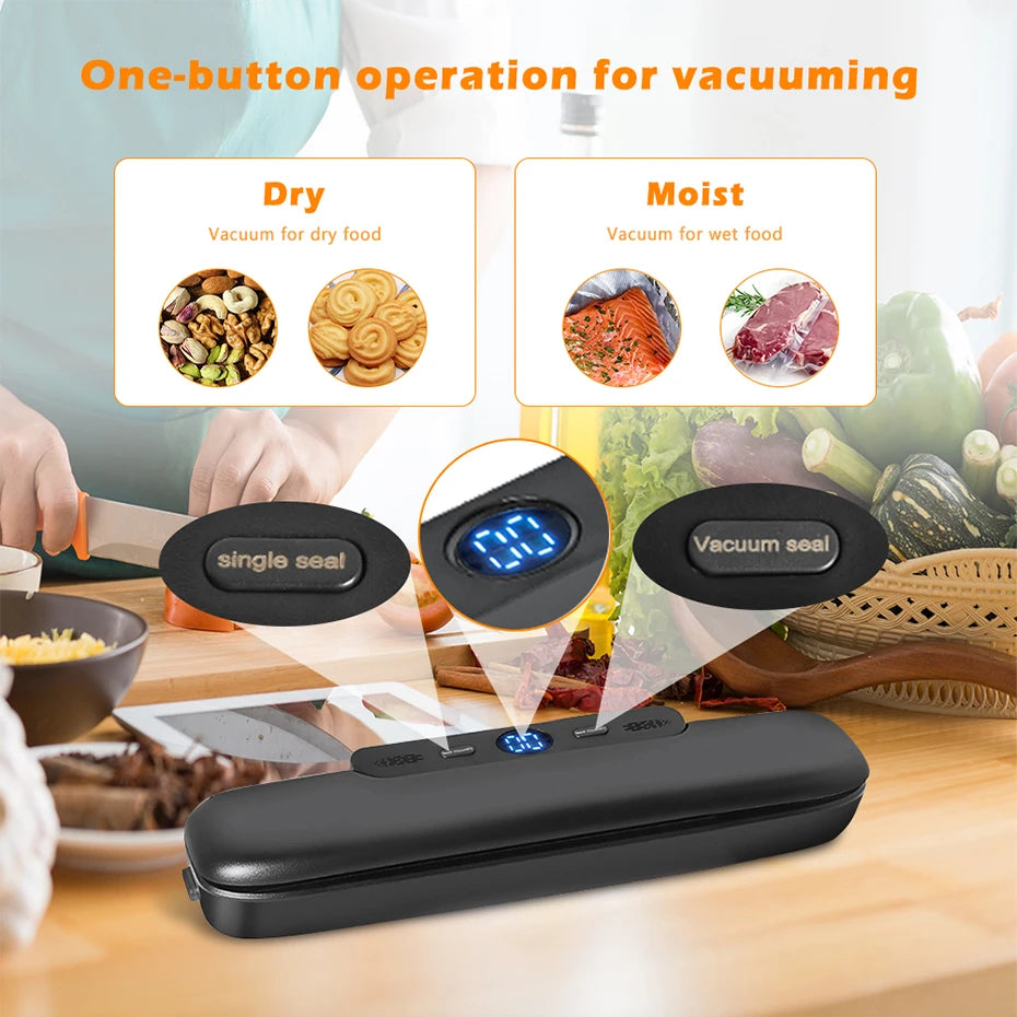 Vacuum Sealer Machine – Electric Food Sealer with 10 Free Vacuum Bags