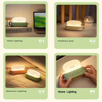 Creative Bread Toast Table Light - USB Rechargeable LED Nightlight