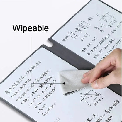 Reusable Whiteboard Notebook Set – A5 Dry Erase Planner with Pen, Erasing Cloth, and Leather Memo Pad