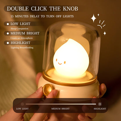 Creative Portable Mini Desktop LED Night Lamp - USB Rechargeable Cartoon Table Lamp for Home & Hotel Decor