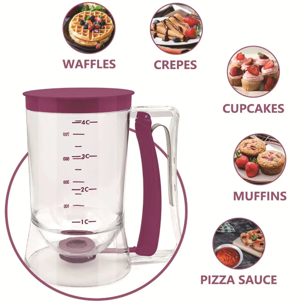 Collapsible Pancake & Cupcake Batter Dispenser – Precise Portion Control for Waffles, Muffins, and More