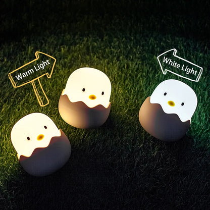 Cartoon Eggshell Chicken Night Light - Touch-Controlled Rechargeable LED Lamp for Bedrooms - Perfect Gift for Children