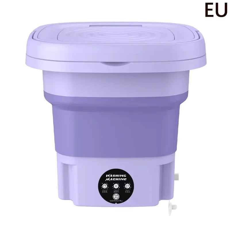 8L Mini Folding Washing Machine – Portable Laundry Washer with Automatic Modes & Drain Basket | Compact & Travel-Friendly