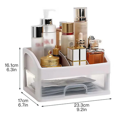 Clear Plastic Makeup & Jewelry Organizer | 3-Drawer Desktop Storage Box for Cosmetics and Essentials