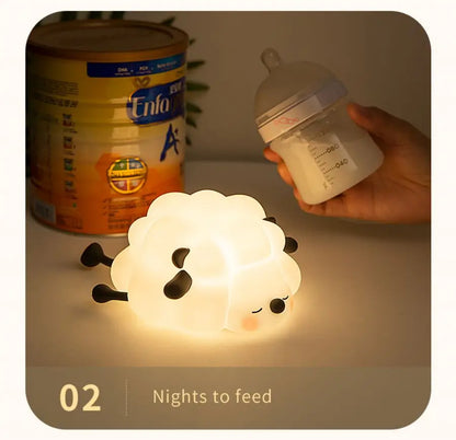 Cute LED Night Lights - Rechargeable Silicone Sheep, Panda, Rabbit Lamp for Kids & Baby, Bedside Decor & Birthday Gift