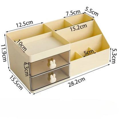 Transparent Desktop Organizer with Drawers – Multi-Functional Storage Box for Office Supplies, Cosmetics, and Stationery