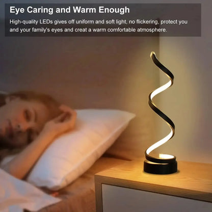 Modern Spiral Dimmable LED Table Lamp - Stylish Bedside & Nightstand Light for Living Room, Bedroom, Office