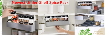 Self-Adhesive Kitchen Spice Rack – Wall-Mounted & Under-Shelf Seasoning Organizer for Storage and Spice Jars