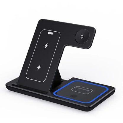 3-in-1 Magnetic Wireless Charging Stand for iPhone 15/14/13/12 Pro Max, Apple Watch 8/7, AirPods Pro - Fast Charging Station