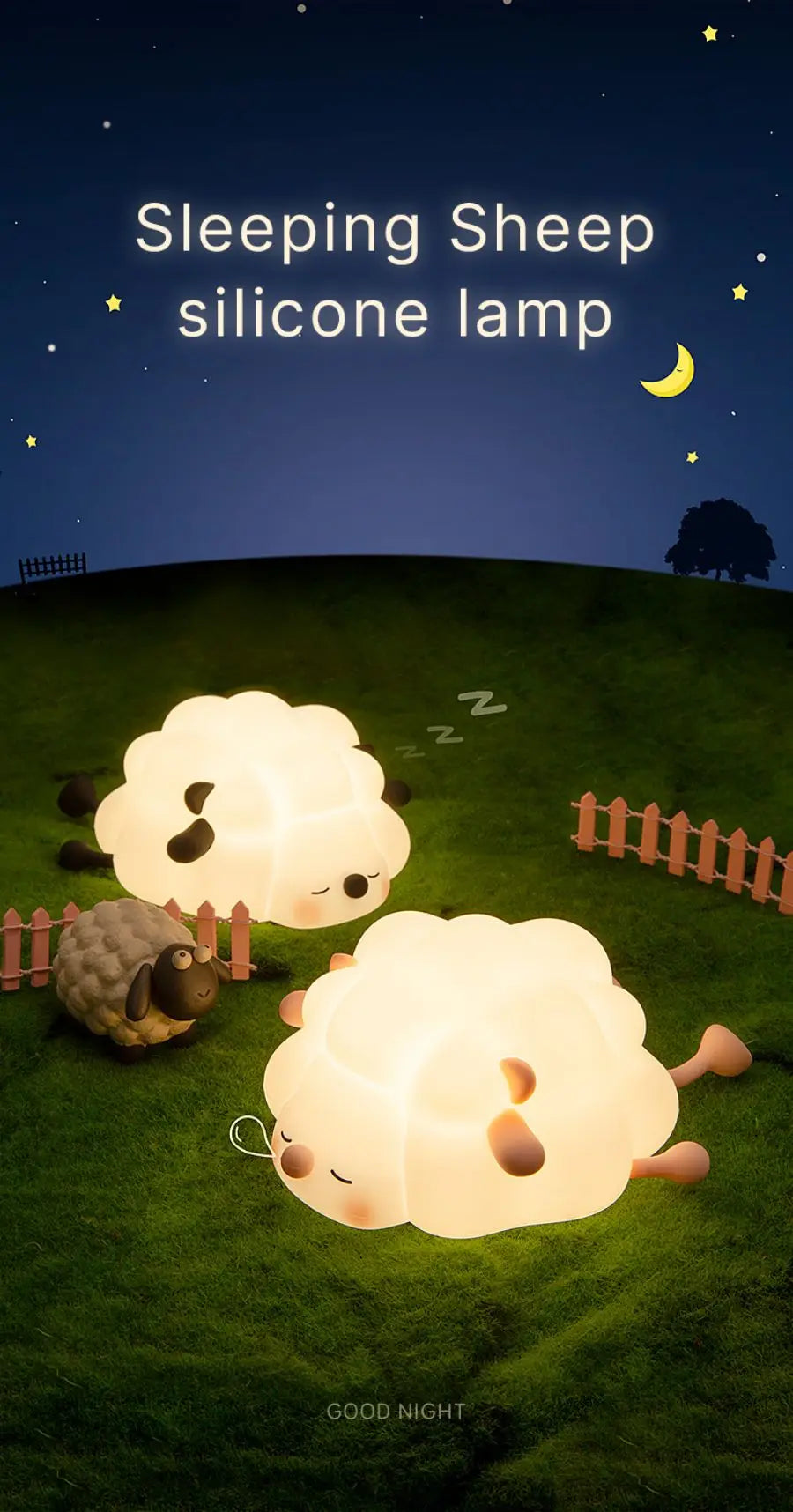 Cute LED Night Lights - Rechargeable Silicone Sheep, Panda, Rabbit Lamp for Kids & Baby, Bedside Decor & Birthday Gift