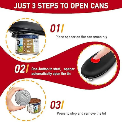 Automatic One-Touch Electric Can Opener - Portable Kitchen Tool for Effortless Jar and Bottle Opening