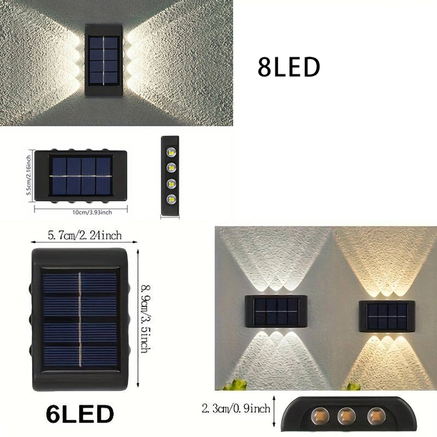 1/2pcs Solar Outdoor Courtyard Lamp – Modern Up and Down Wall Lamp for Home & Garden Decoration, IP65 Waterproof