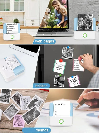 Mini Printer - Inkless Sticker Maker & Portable Thermal Printer for Photo Journals, Notes, and Memo (Bluetooth)