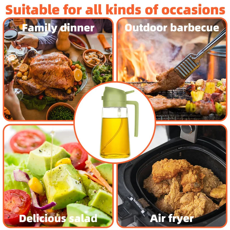 500ml Dual-Purpose Oil Spray Bottle – Leak-Proof Olive Oil Sprayer for Cooking, Baking, BBQ, and Air Fryer Use