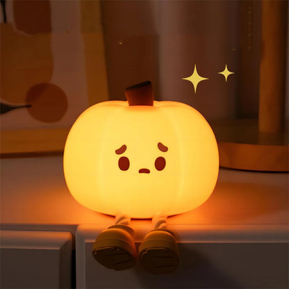 Halloween Pumpkin Night Light - Cute Soft Silicone Safe Lamp with Timing and Dimmable Features for Bedside Decor and Halloween Gifts