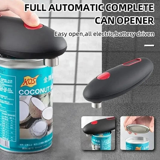 Automatic One-Touch Electric Can Opener - Portable Kitchen Tool for Effortless Jar and Bottle Opening