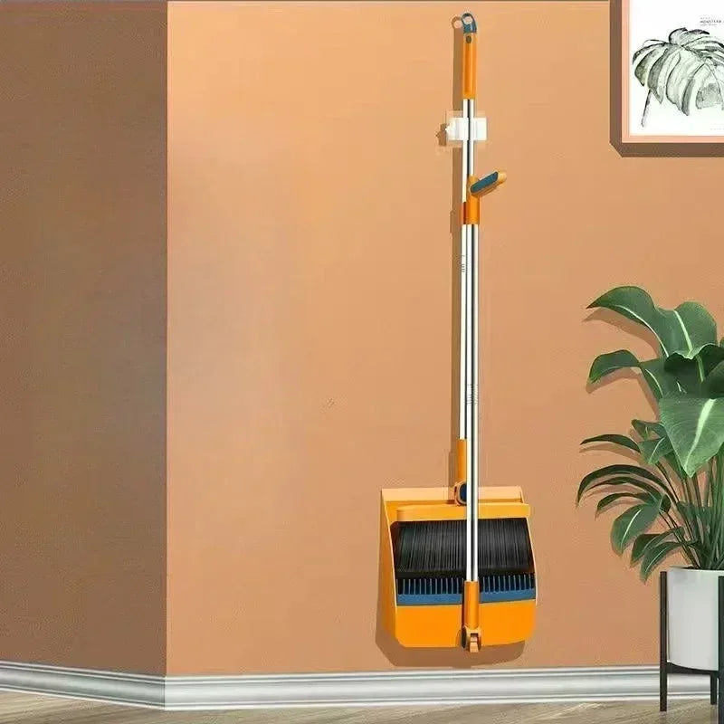 Rotary Long-Rod Broom and Dustpan Set – Non-Stick Hair Multi-Function Cleaning Kit for Household Use