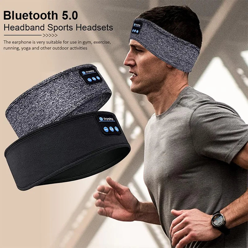 Bluetooth Earphones Sports Sleeping Headband - Elastic Wireless Music Eye Mask, Perfect Gift for Sleep Lovers and Active Lifestyles