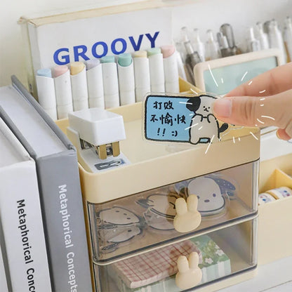 Transparent Desktop Organizer with Drawers – Multi-Functional Storage Box for Office Supplies, Cosmetics, and Stationery