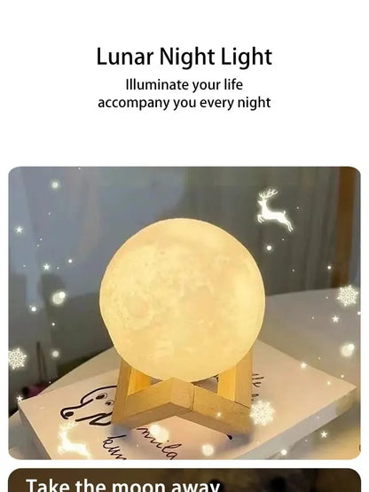 LED Galaxy Moon Lamp Night Light - DIY Moon Globe for Bedroom Décor & Gifts (Warm Light