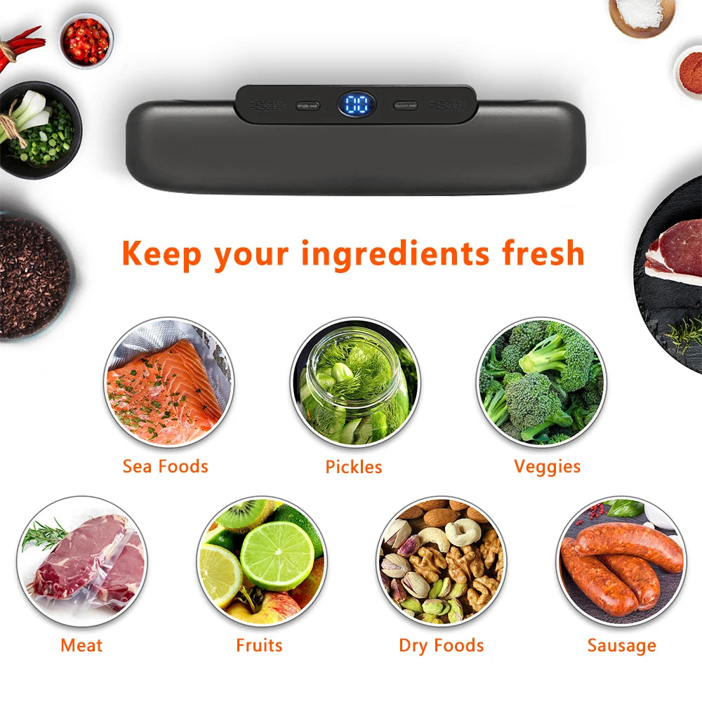 Vacuum Sealer Machine – Electric Food Sealer with 10 Free Vacuum Bags