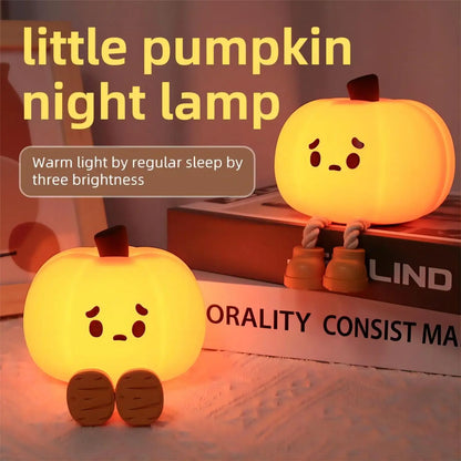 Halloween Pumpkin Night Light - Cute Soft Silicone Safe Lamp with Timing and Dimmable Features for Bedside Decor and Halloween Gifts