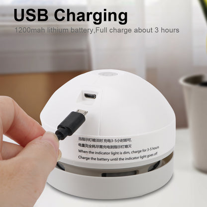 USB Rechargeable Desk Vacuum Cleaner with Brush - Mini Desktop Sweeper for Home & Office